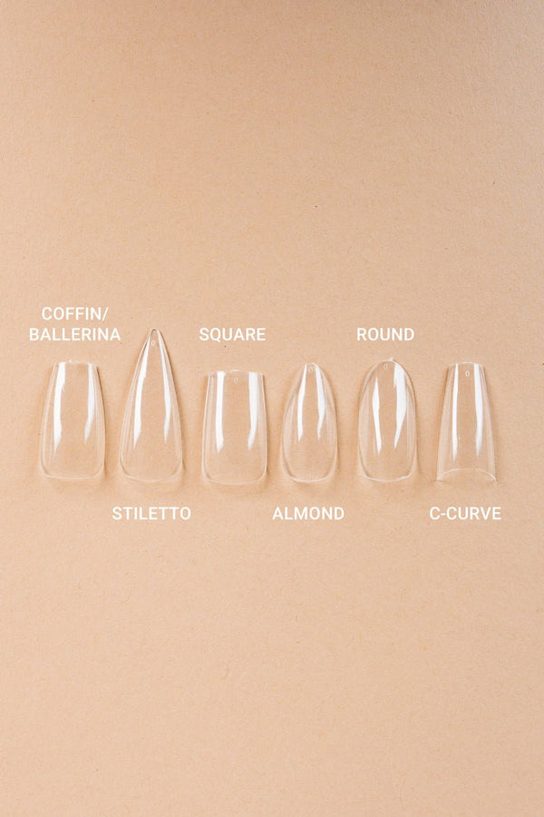 5 x Coffin/Ballerina Medium Clear Tips