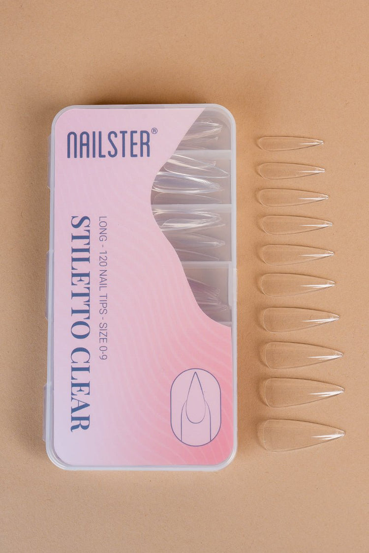 Stiletto Long Clear Tipper by Nailster